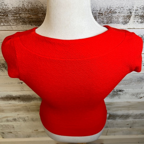 Anthropologie 9H15 STCL Red Stretch Top Size XXS V-Neck Waffled Fitted Retro Top - Picture 6 of 12
